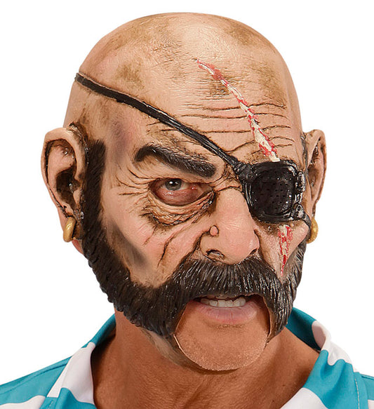 3/4 Piratenmaske mit offenem Mund für Fasnacht und Karneval