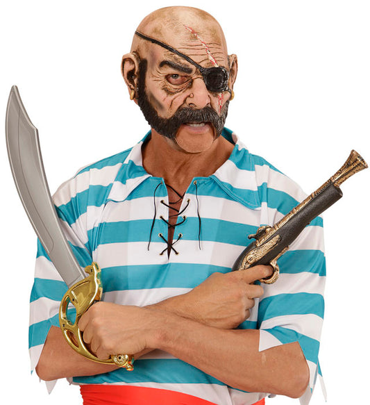 3/4 Piratenmaske mit offenem Mund für Fasnacht und Karneval