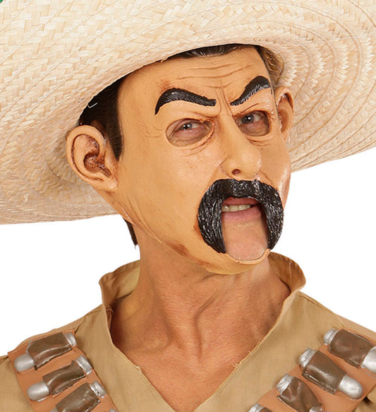 3/4 Maske Mexikaner mit offenem Mund für Fasnacht und Karneval