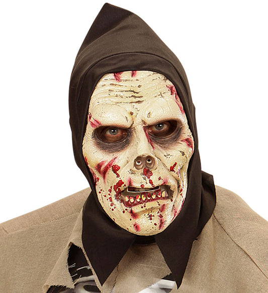 Darkness Zombie Maske aus Schaumlatex mit Kapuze für Halloween und Fasnacht