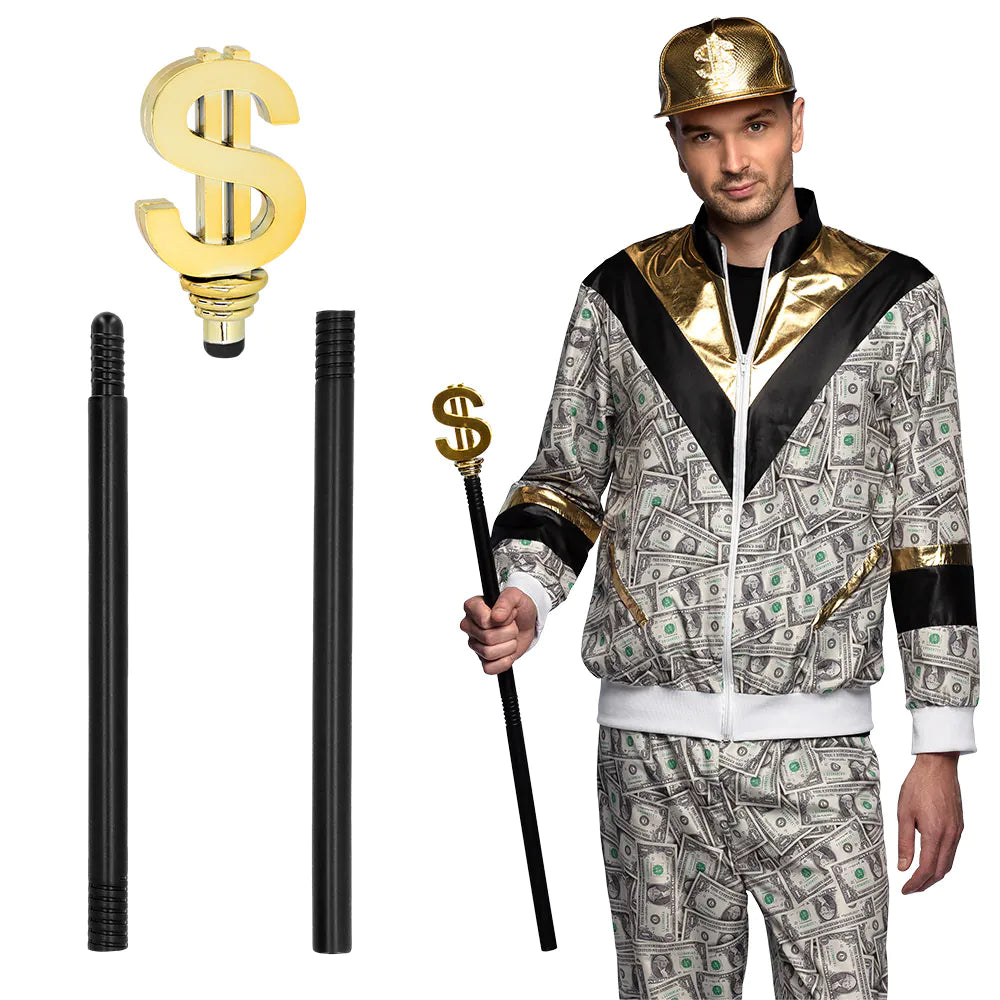 Boland Zuhälter Pimp Spazierstock Dollar 3-teilig 76 cm – Produktansicht
