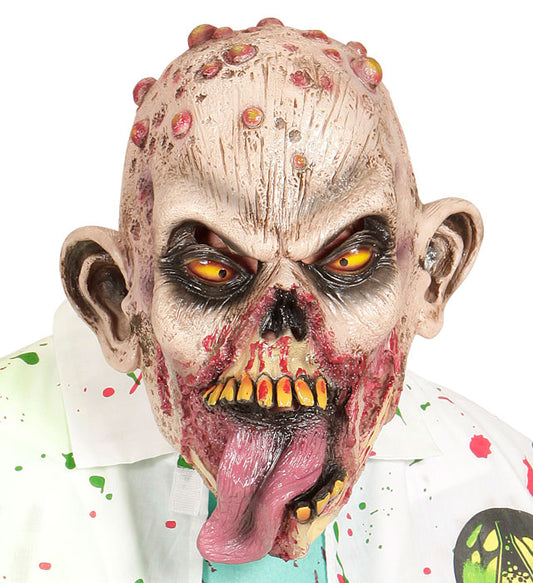 Detailaufnahme der realistischen Zombie Licker Maske für Fasnacht und Halloween