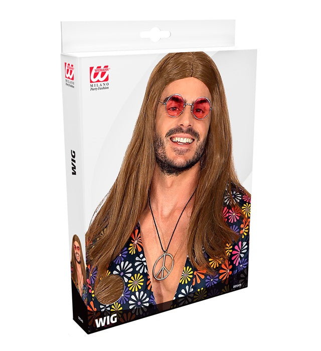 Groovy Dude Perücke im Retro 70er-Jahre-Stil in der Verpackung