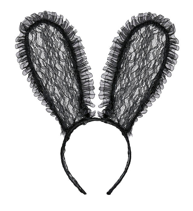 Hasenohren mit schwarzer Spitze als Kostümaccessoire