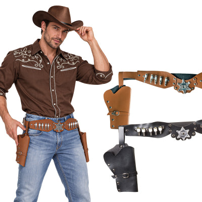 Boland Kostümzubehör Cowboy-Holster 2-fach ohne Pistole verstellbar bis 125 cm –
