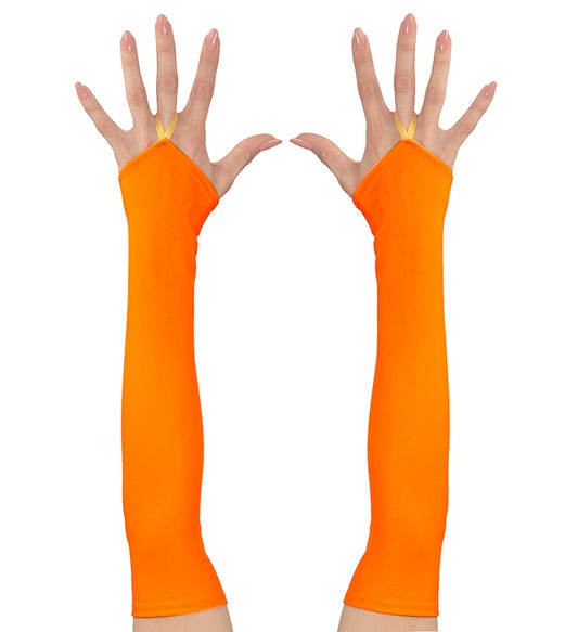NEON ORANGENE FINGERLOSE SATINHANDSCHUHE Neon - Orange