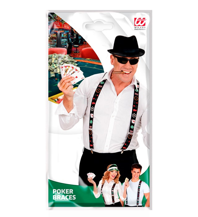 Hosenträger mit Poker-Motiven in Herz, Pik, Karo und Kreuz