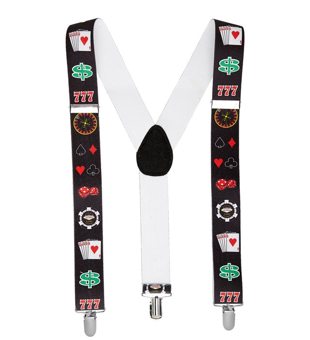 Hosenträger mit Poker-Motiven in Herz, Pik, Karo und Kreuz