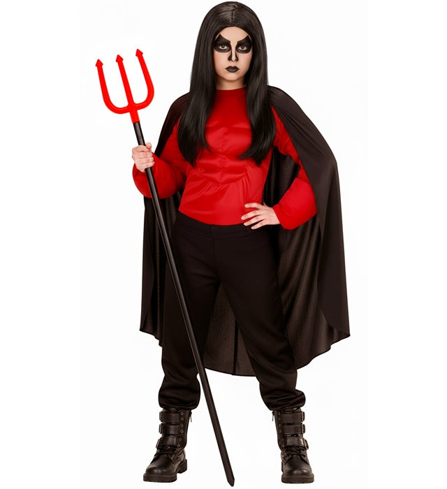 Teufel Muskelshirt mit Umhang Kostüm für Fasnacht und Karneval