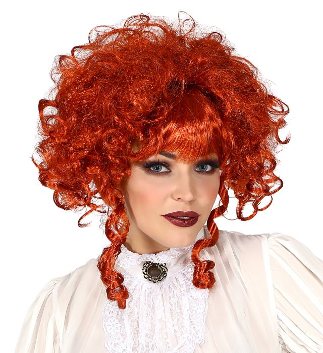 Viktorianische Steampunk-Perücke mit Locken und Volumen in Box für Fasnacht