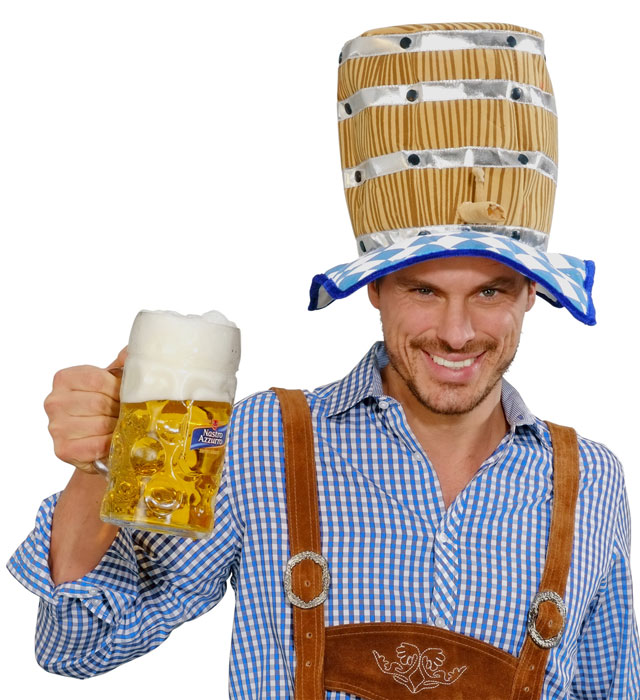 Bierfass Hut als lustiges Fasnacht Kostümzubehör