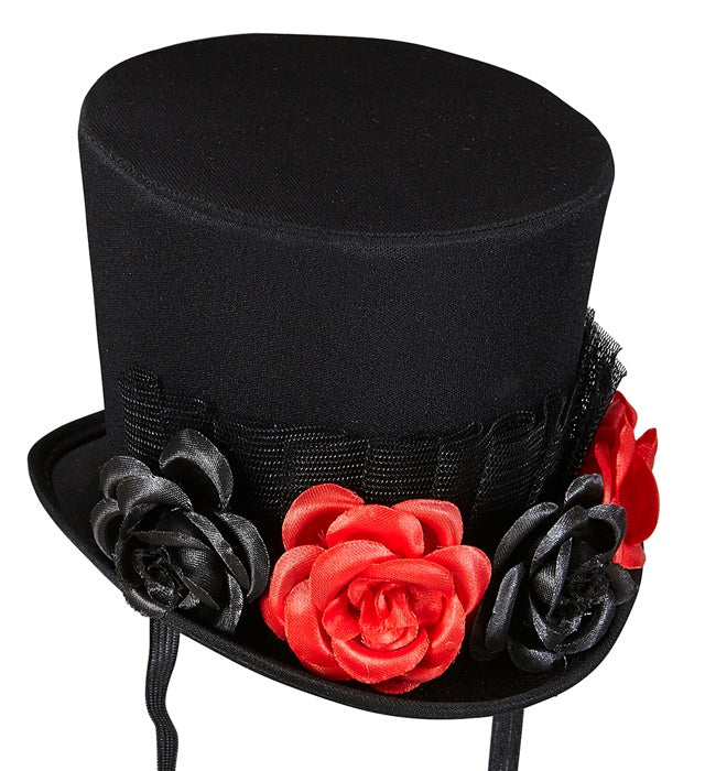 MINIZYLINDER MIT TÜLL & 4 ROSEN Schwarz