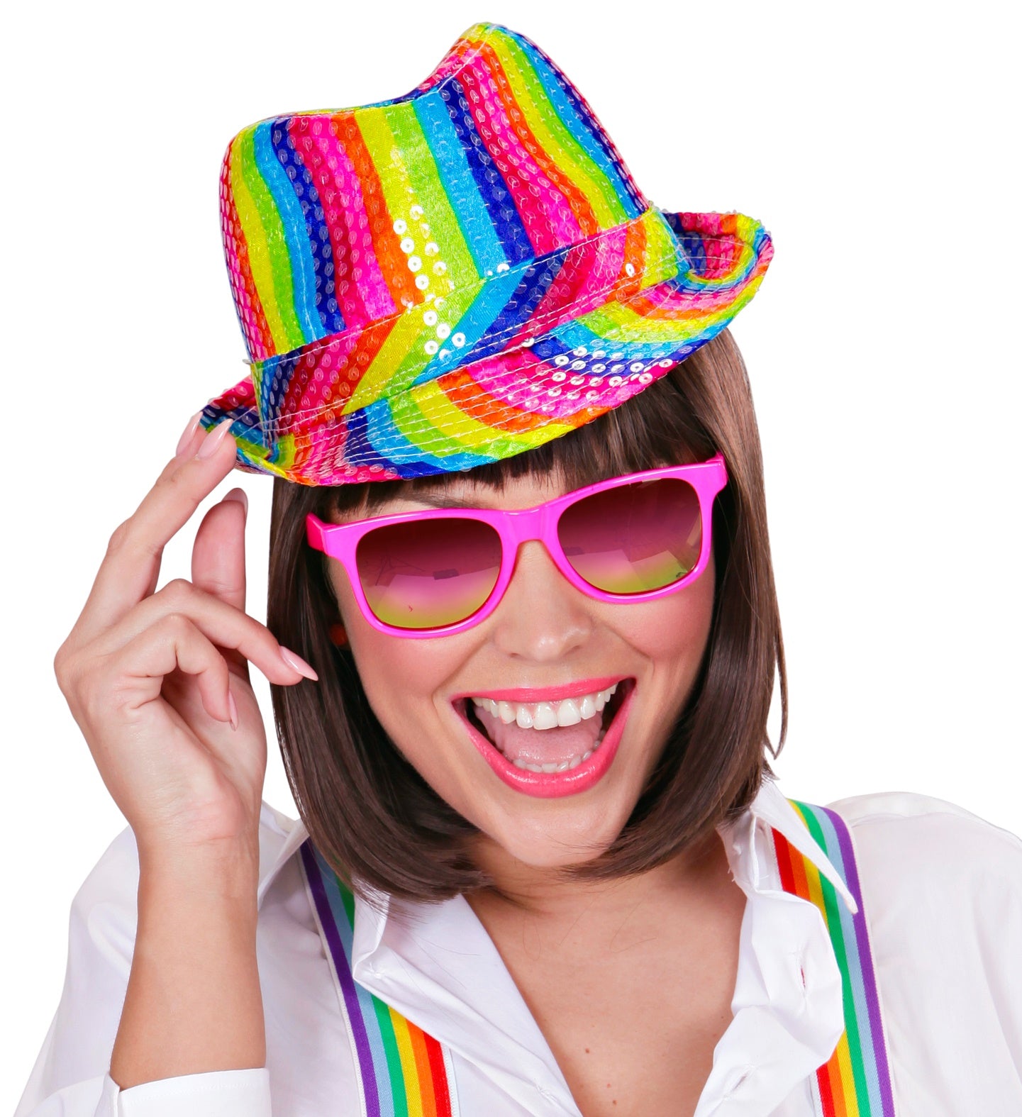 Rainbow Fedora Hut mit Pailletten