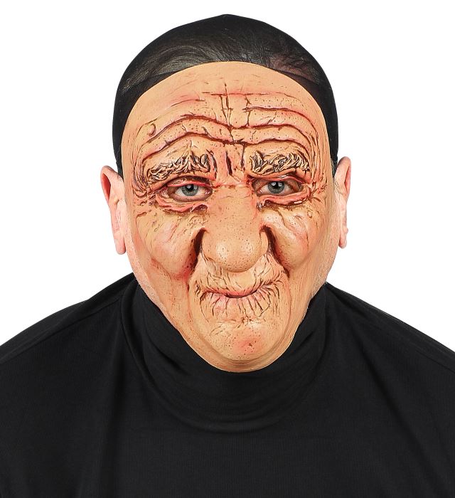 Halbmaske Alter Mann aus der Nähe, detailreich und passend für Fasnacht