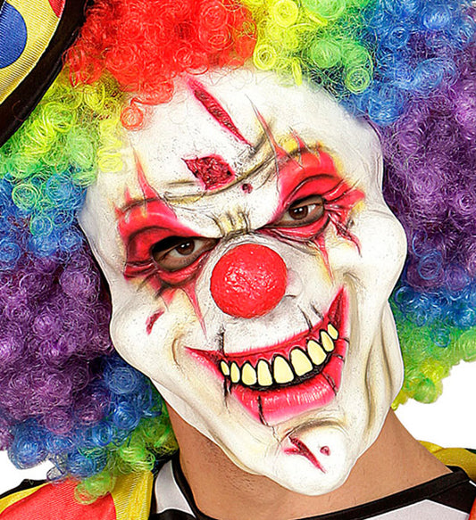 Gruselige Killer Clownmaske mit blutroten Details für Fasnacht und Halloween