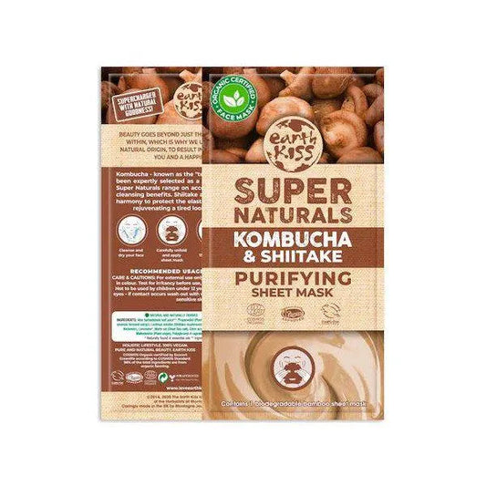 EARTH KISS EARTH KISS Super Naturals Kombucha und Shitake Sheet Mask 16 ml Gesichtspflegemaske Kosmetik
