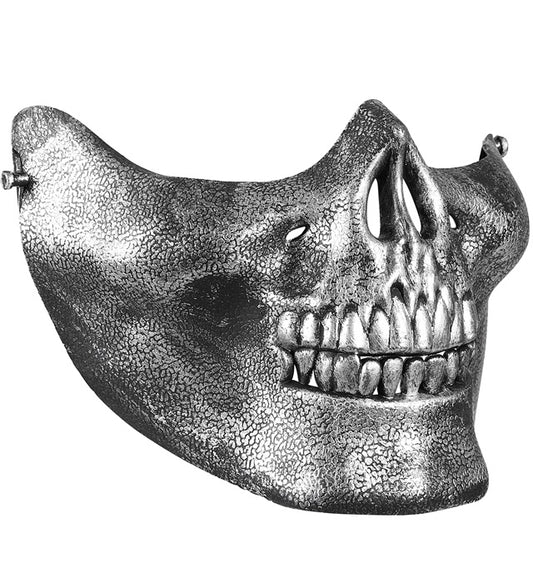Kinnmaske mit metallischem Skelett-Design für Fasnacht und Halloween