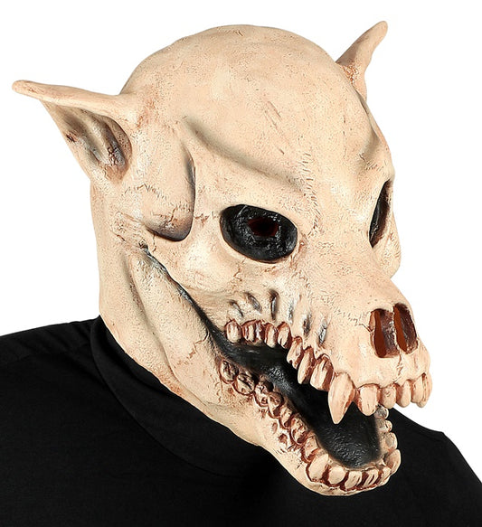 Realistische Hundeschädel Vollkopfmaske aus Kunststoff für Fasnacht und Karneval