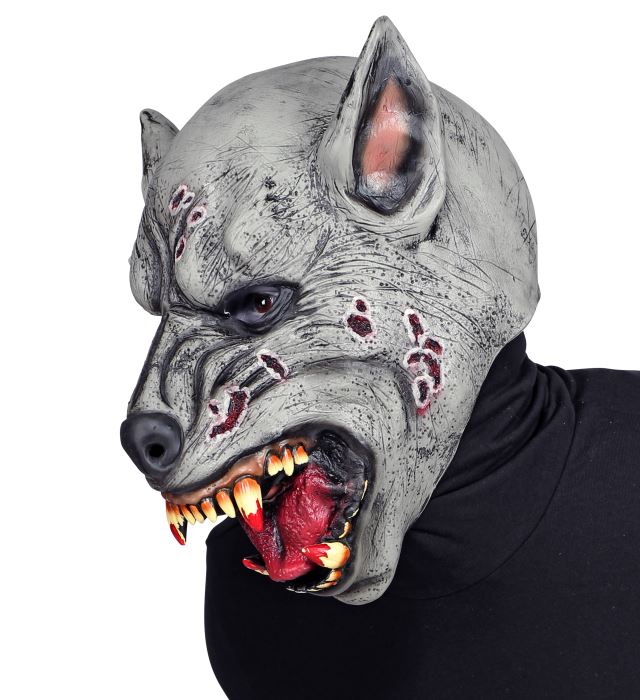 Werwolf Vollkopfmaske mit Felloptik und markanten Gesichtszügen