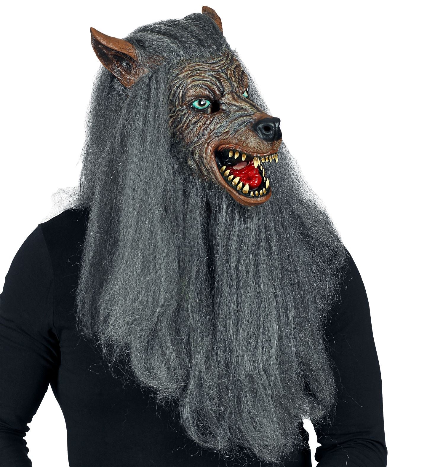 Werwolf Vollkopfmaske mit Fell