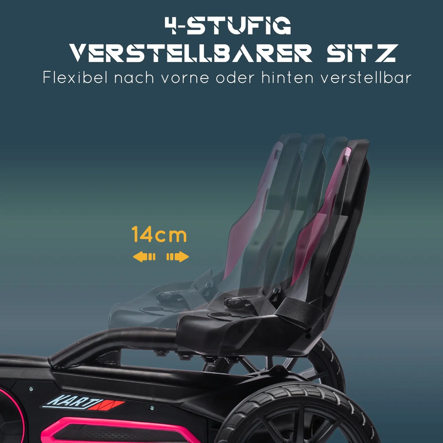 HOMCOM Go-Kart Für Kinder – Rosa Tretfahrzeug Mit Handbremse, 3-8 Jahre - Fasnacht24.ch
