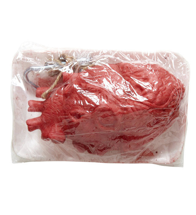 Blutiges Herz in Verpackung als Halloween Dekoration
