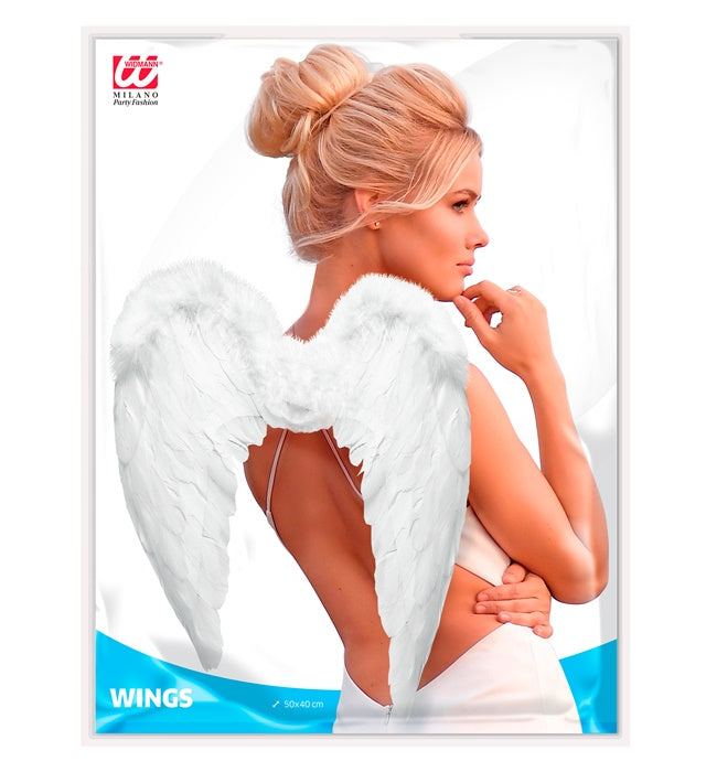 Weiße Federflügel 50x40 cm als Kostüm-Accessoire