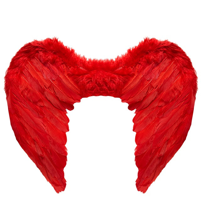 Rote Federflügel 50x40 cm als Kostümzubehör für Fasnacht und Halloween