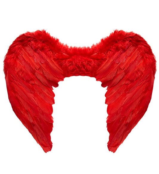 Rote Federflügel 50x40 cm als Kostümzubehör für Fasnacht und Halloween