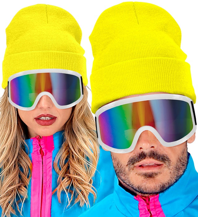 Neon gelbe Beanie Mütze aus weichem Wolloptik-Material