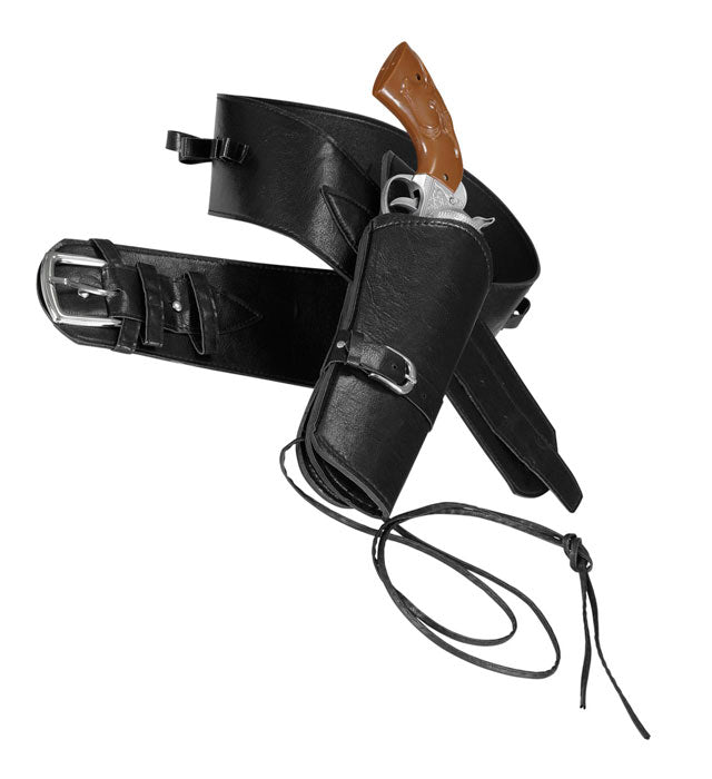 Schwarzer Western-Pistolenholster aus Kunstleder passend für Spielzeugpistolen