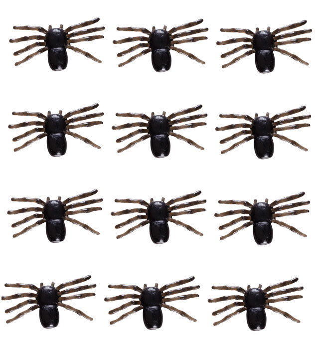 Set aus 12 schwarzen Kunststoffspinnen für Fasnacht und Halloween