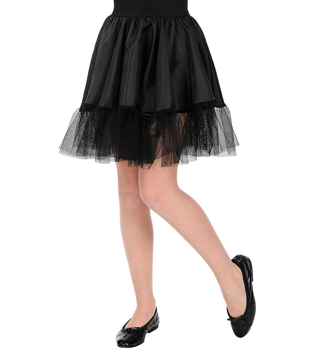 Schwarzer Petticoat für Kinder als voluminöses Kostümzubehör für Fasnacht