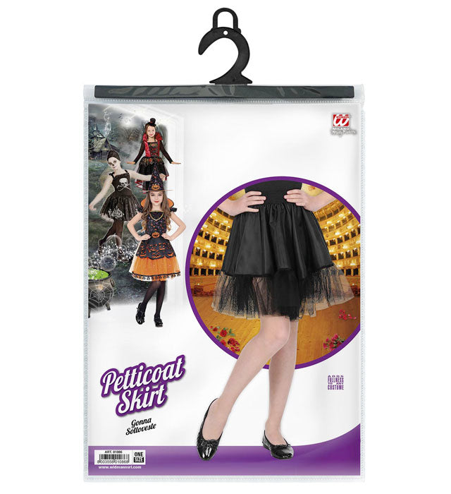 Schwarzer Petticoat für Kinder als voluminöses Kostümzubehör für Fasnacht