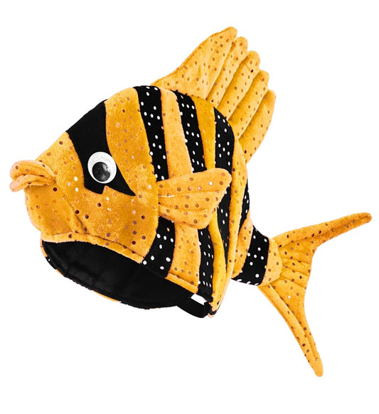 Oranger Tropenfisch Hut als Fasnacht und Karneval Accessoire