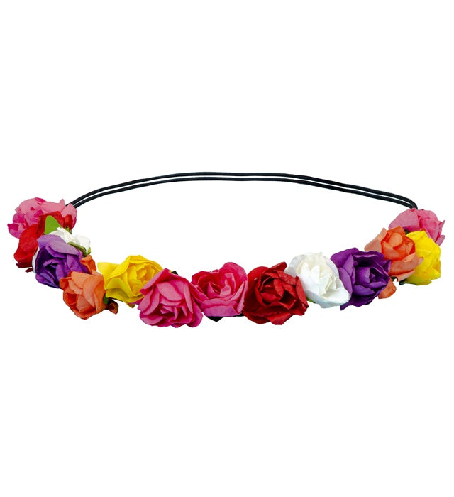 Stirnband mit bunten Blumen in verschiedenen Farben für Fasnacht und Karneval