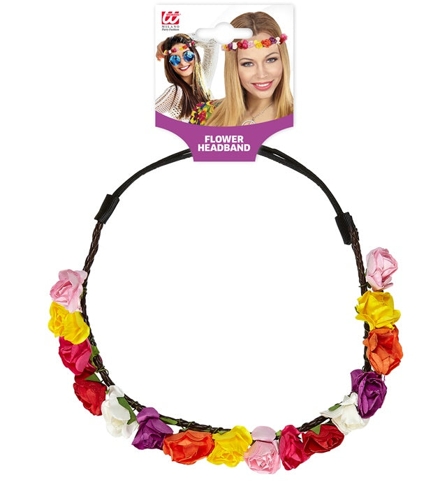 Stirnband mit bunten Blumen in verschiedenen Farben für Fasnacht und Karneval