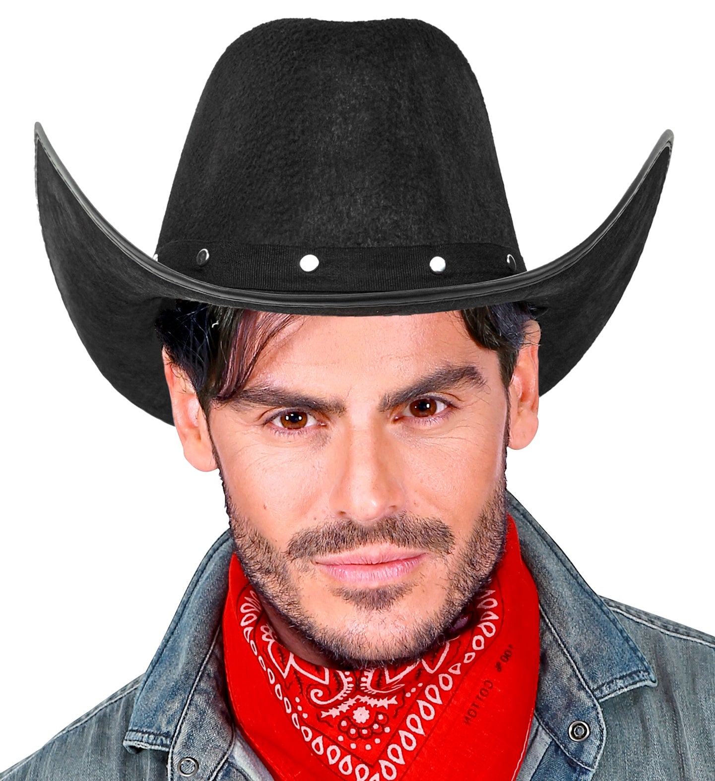 Cowboyhut Schwarz mit Nieten