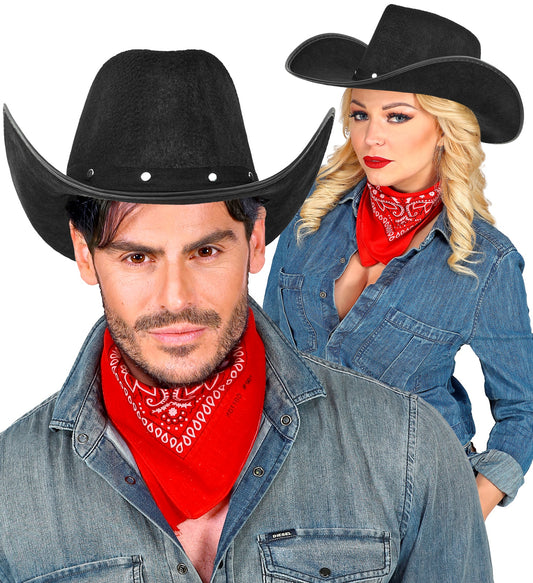 Cowboyhut Schwarz mit Nieten