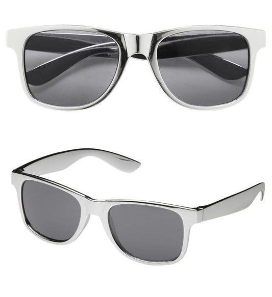 Brille in glänzendem Silbermetallic für Fasnacht und Karneval