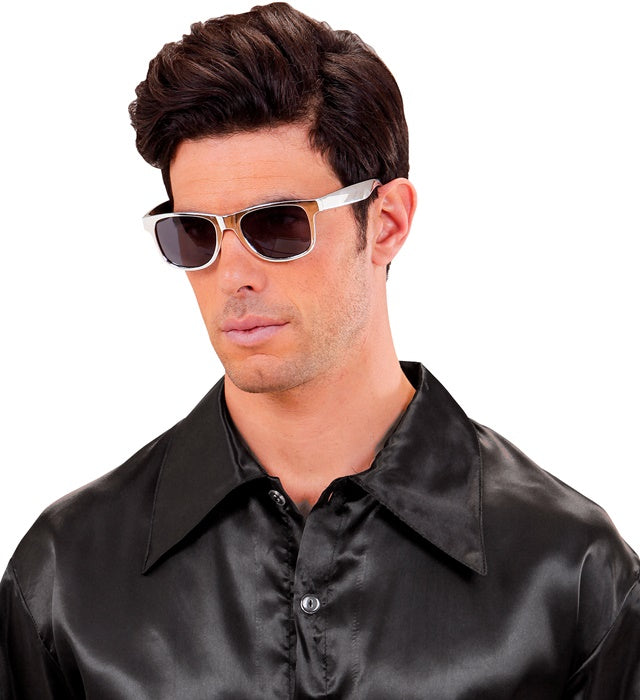 Brille in glänzendem Silbermetallic für Fasnacht und Karneval