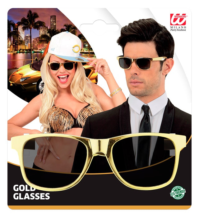 Goldmetallic Brille als Fasnacht Kostümzubehör