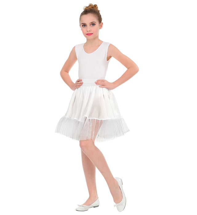 Weißer Petticoat für Kinder mit elastischem Bund auf weißem Hintergrund