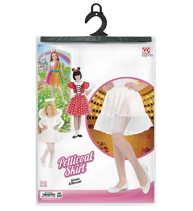Weißer Petticoat für Kinder mit elastischem Bund auf weißem Hintergrund
