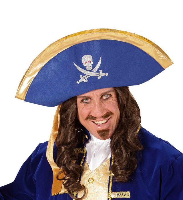 Blauer Dreispitzhut für Piraten aus robustem Material