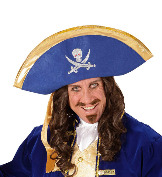 Blauer Dreispitzhut für Piraten aus robustem Material