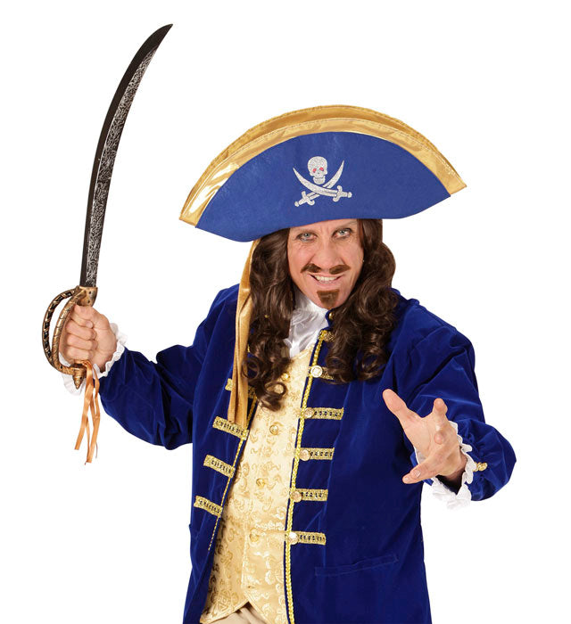 Blauer Dreispitzhut für Piraten aus robustem Material