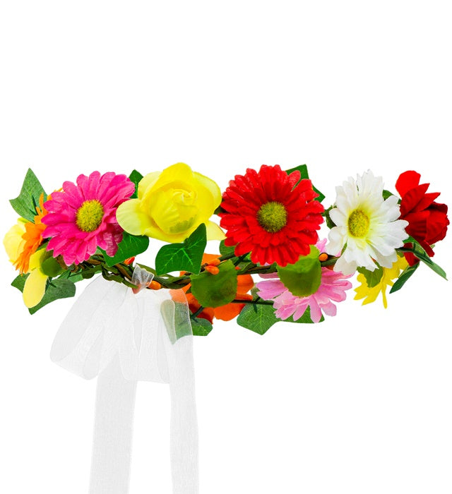 Blumendiadem mit bunten Bändern für Fasnacht und Karneval