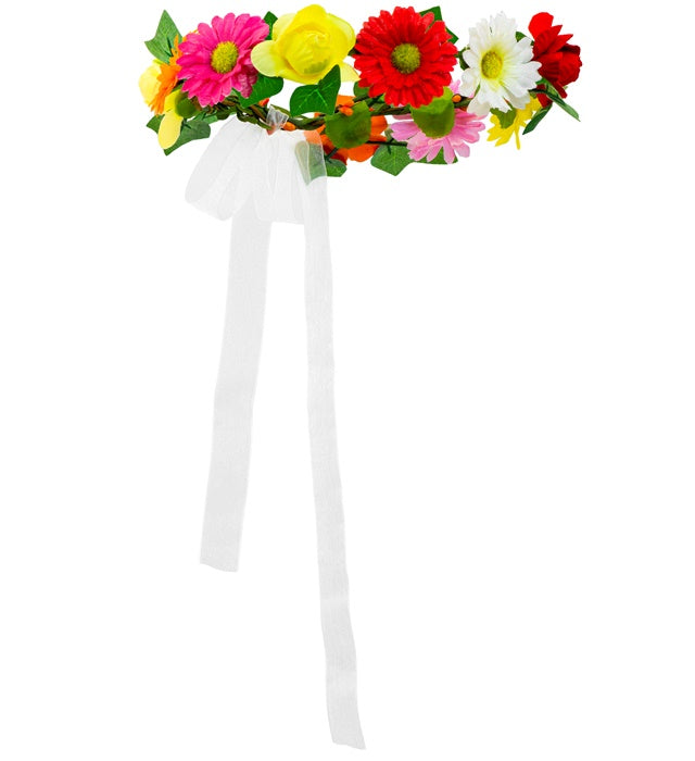 Blumendiadem mit bunten Bändern für Fasnacht und Karneval