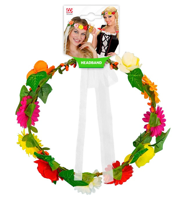 Blumendiadem mit bunten Bändern für Fasnacht und Karneval